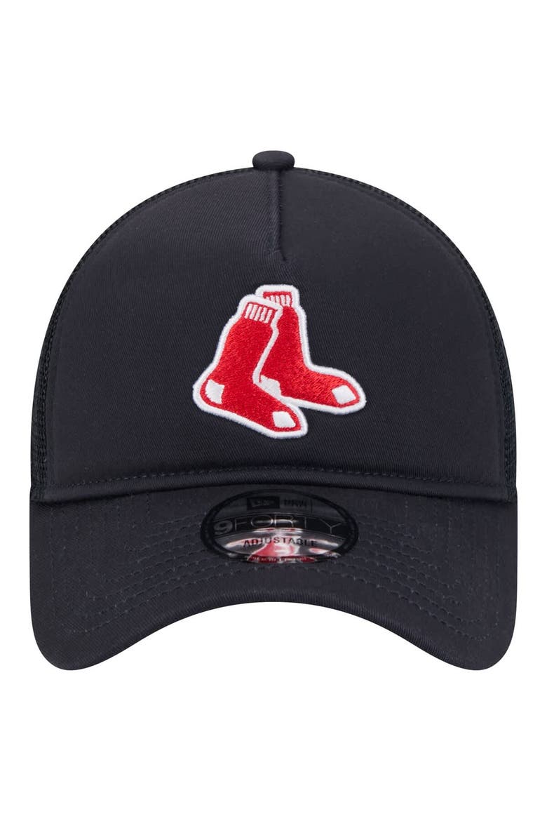 Men's New Era Navy Boston Red Sox 9FORTY A-Frame Trucker Adjustable Hat, Alternate, color, Navy