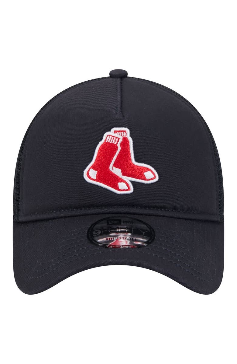 New Era Men's New Era Navy Boston Red Sox 9FORTY A-Frame Trucker Adjustable Hat, Alternate, color, 
