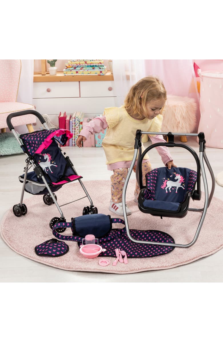 Bayer Design 11Piece Stroller Set Swing, Bag, Mat & Accessories For Dolls, Alternate, color, Multicolored