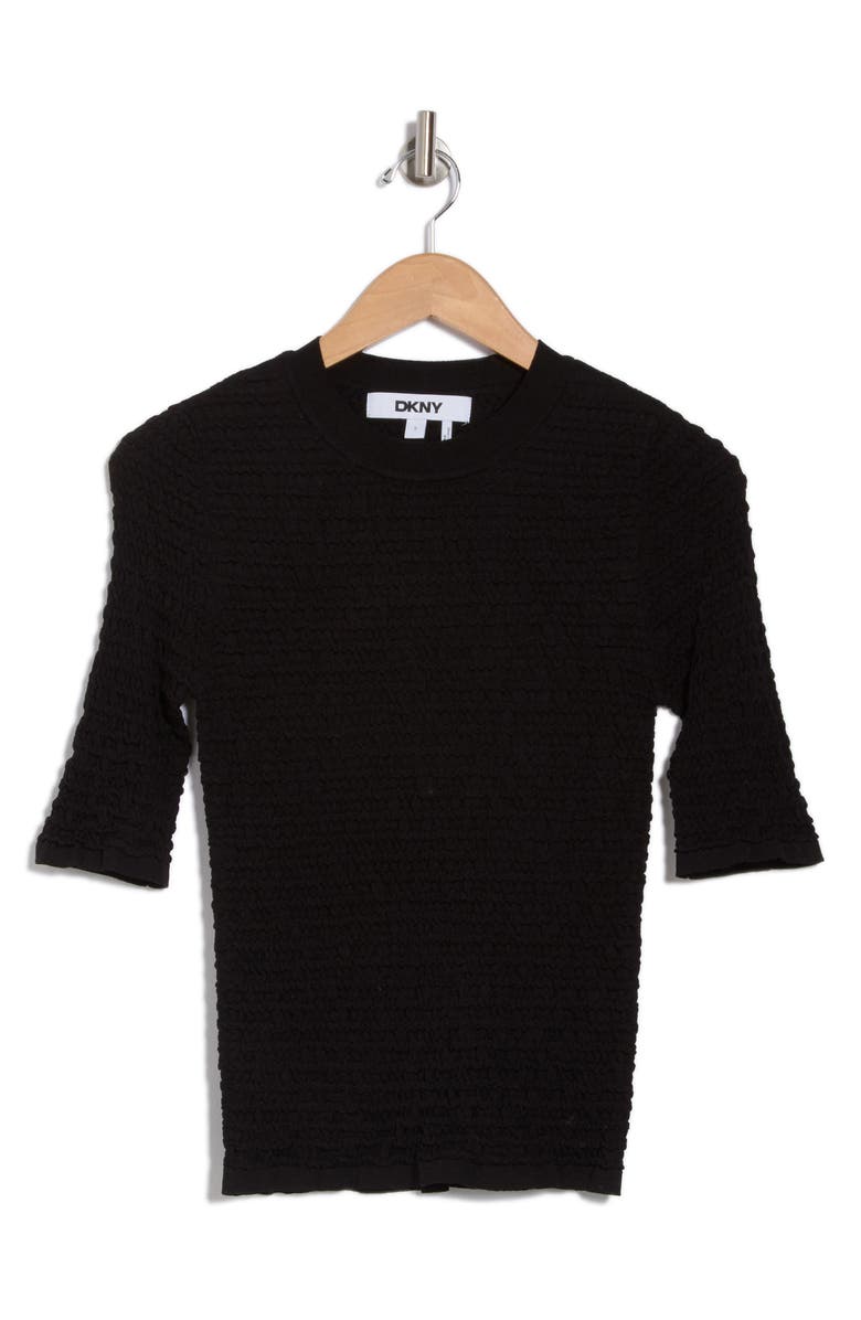 DKNY Textured Short Sleeve Knit Top, Alternate, color,