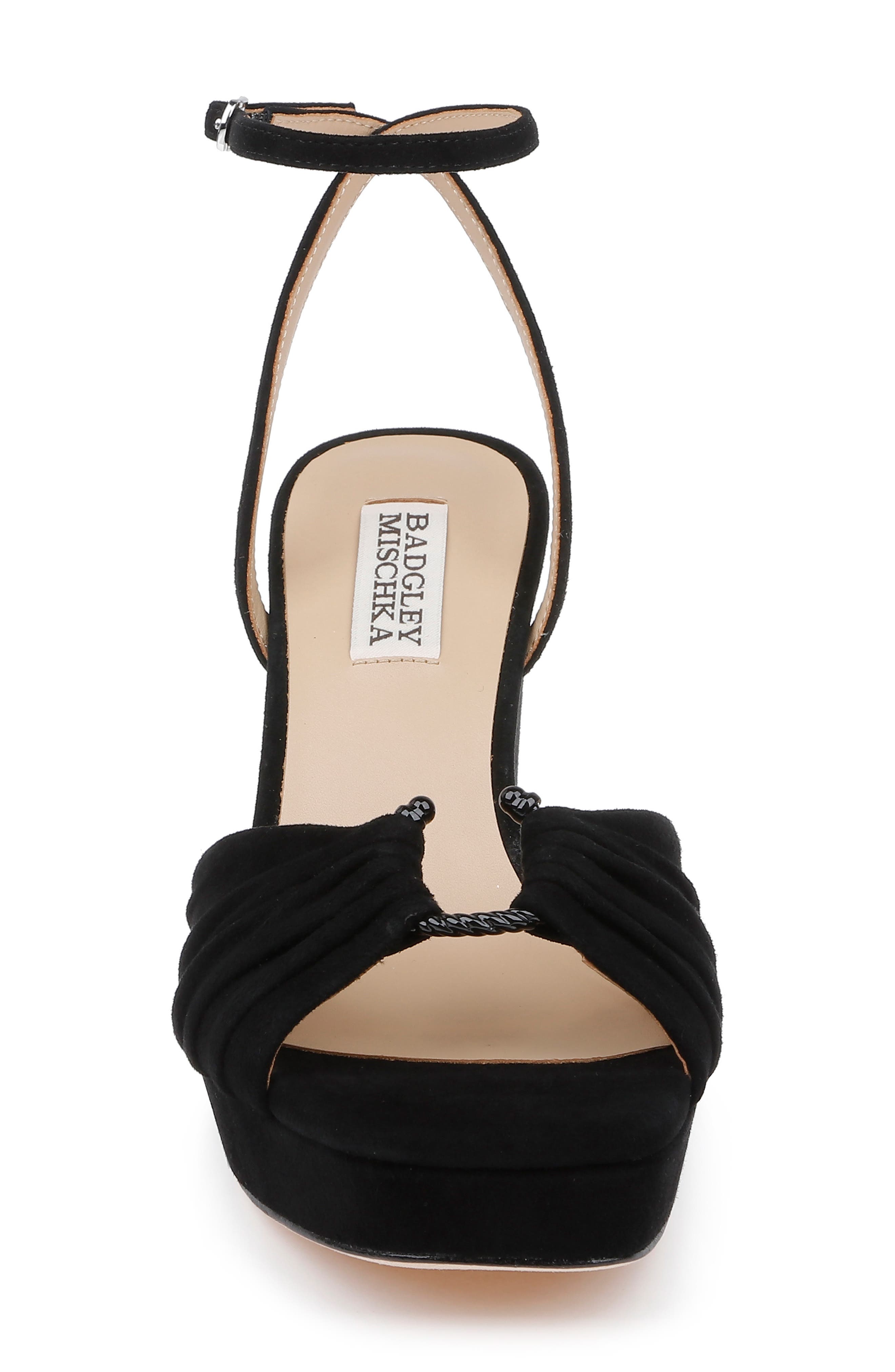 Badgley Mischka Collection Veda Ankle Strap Platform Sandal, Alternate, color, Black Suede