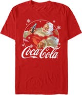 Coca Cola Men's Santa Snow Cola Short Sleeve Graphic T-Shirt