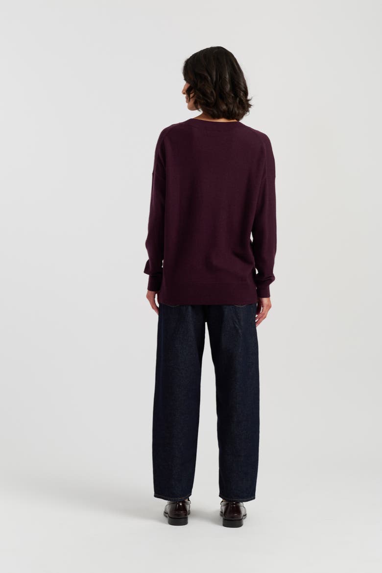 Wool & Cashmere Slouchy Sweater, Alternate, color, Aubergine