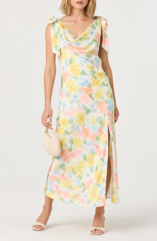 Astr Allexina Front Thigh Slit Maxi Dress In Yellow Water In Yellow