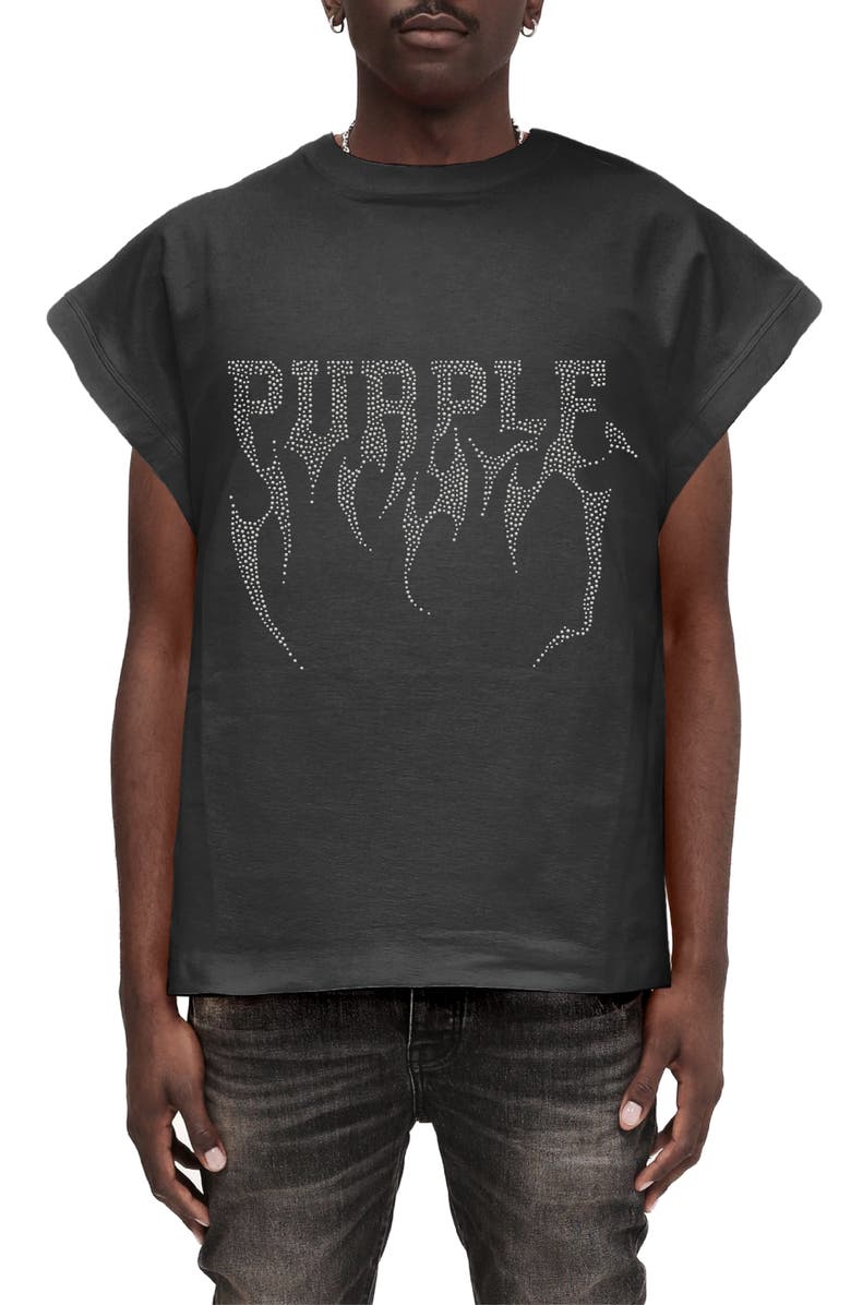 PURPLE BRAND Studded Oversize Sleeveless T-Shirt, Main, color, 