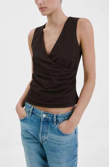 Ruched Faux Wrap Top