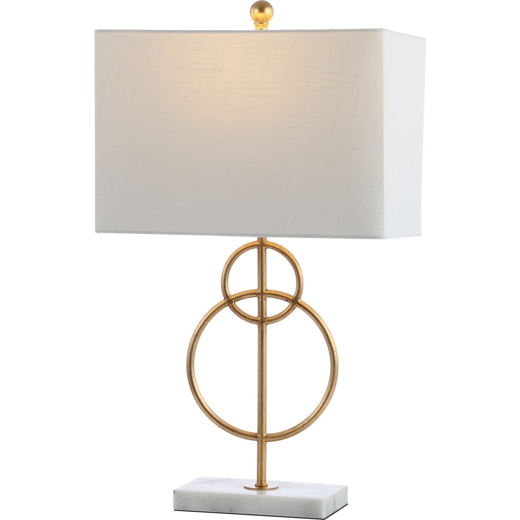 Jonathan Y Haines 26" Modern Circle Marble/metal Led Table Lamp, Gold In Gold Leaf/white