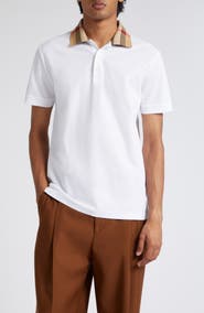 Burberry Cody Check Collar Cotton Piqué Polo