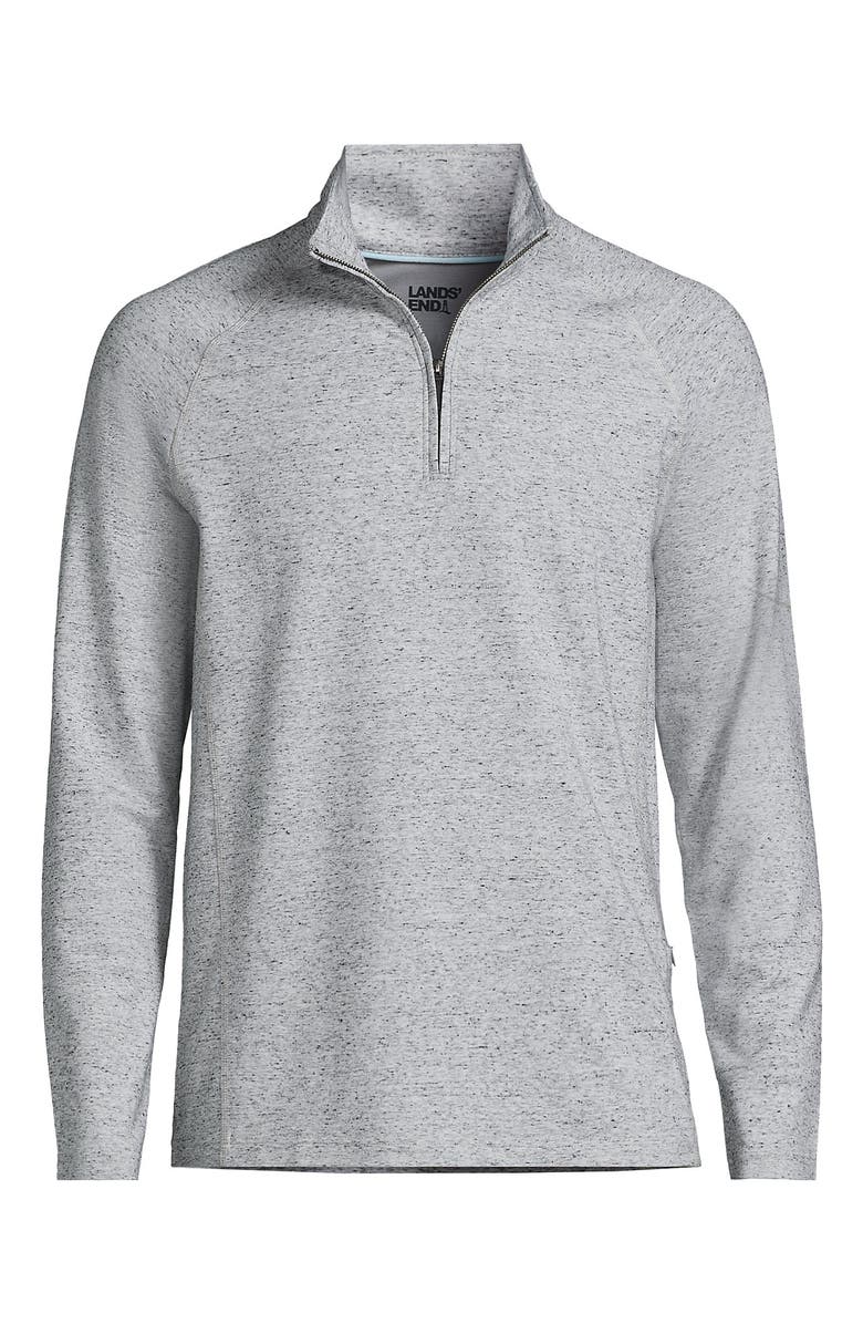 Lands' End Long Sleeve Raglan Hybrid Quarter Zip, Alternate, color, Aged Steel Heather