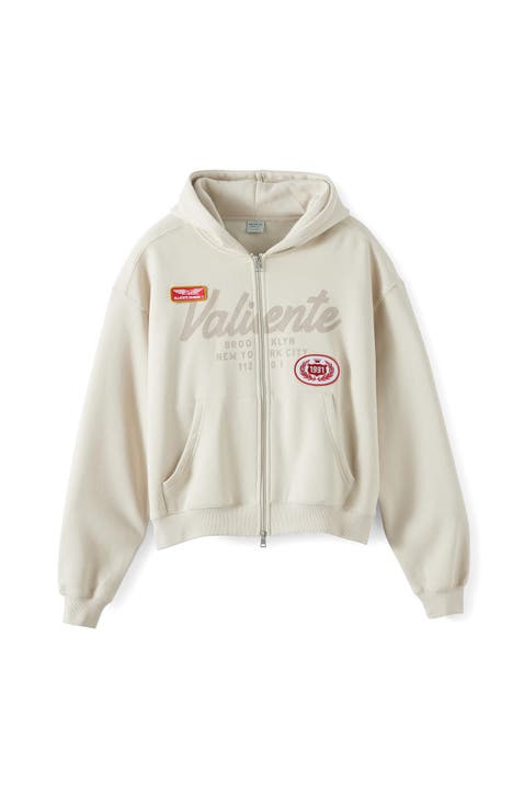 Men's Cropped Zip Up Graphic Hoodie