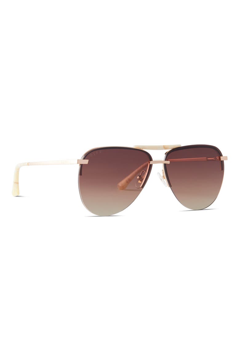 Tahoe 65mm Polarized Gradient Oversize Aviator Sunglasses, Alternate, color, BRUSHED GOLD