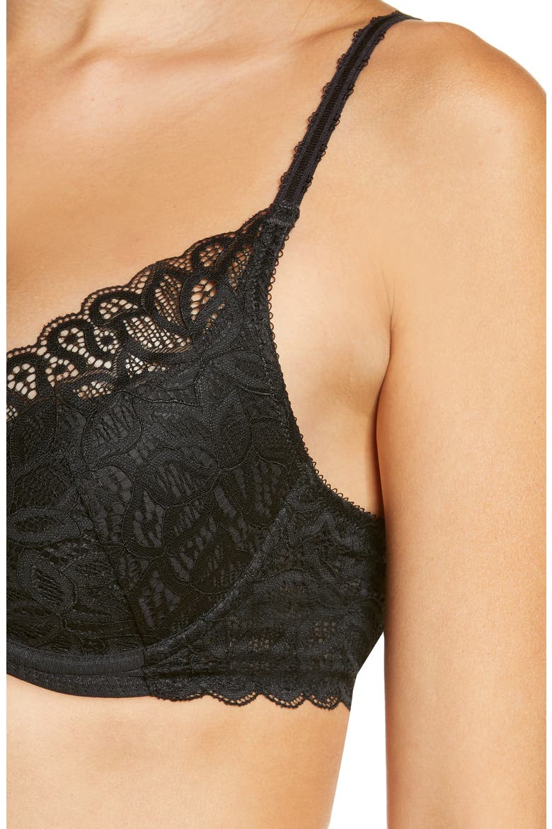 Raffine Lace Push-Up Bra, Alternate, color, BLACK