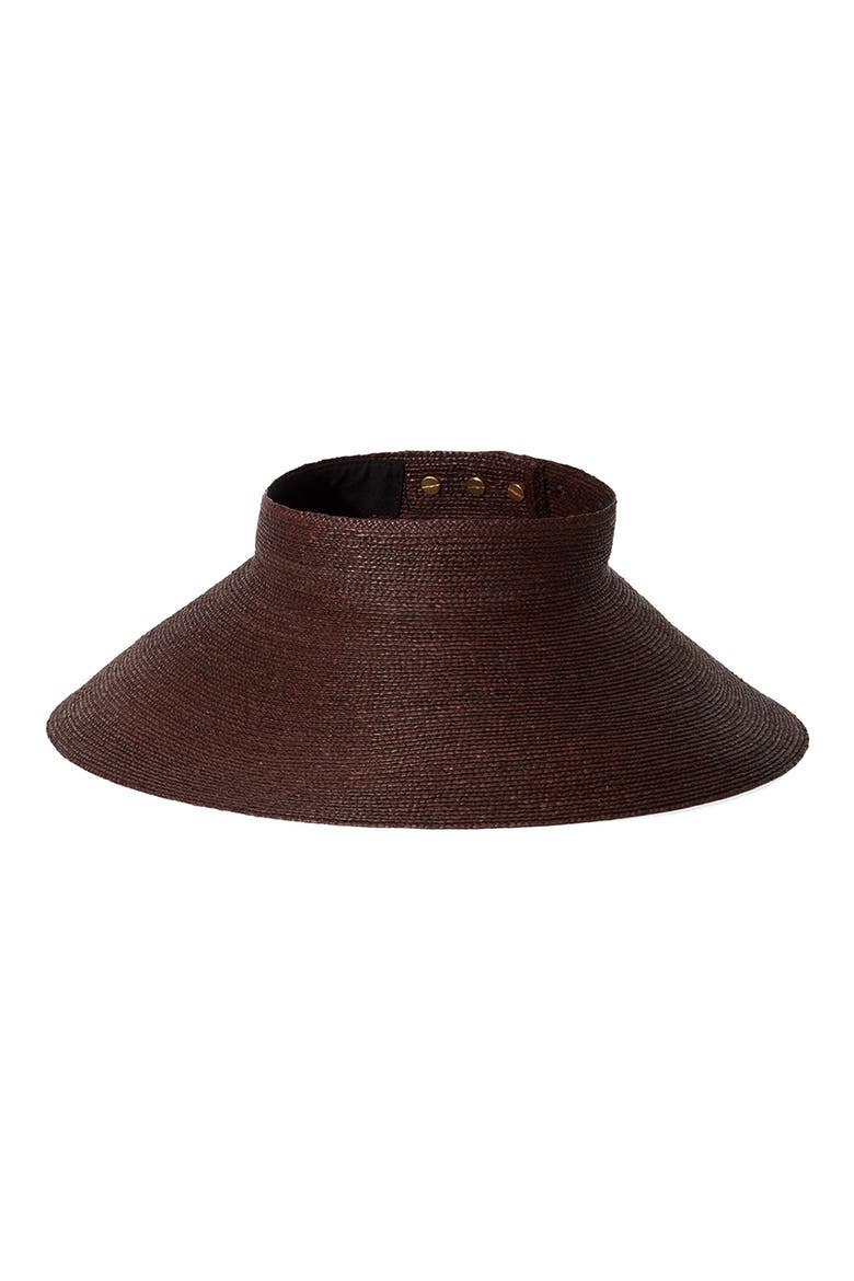 Birdie Packable Wide Brim Straw Visor, Main, color, CHOCOLATE