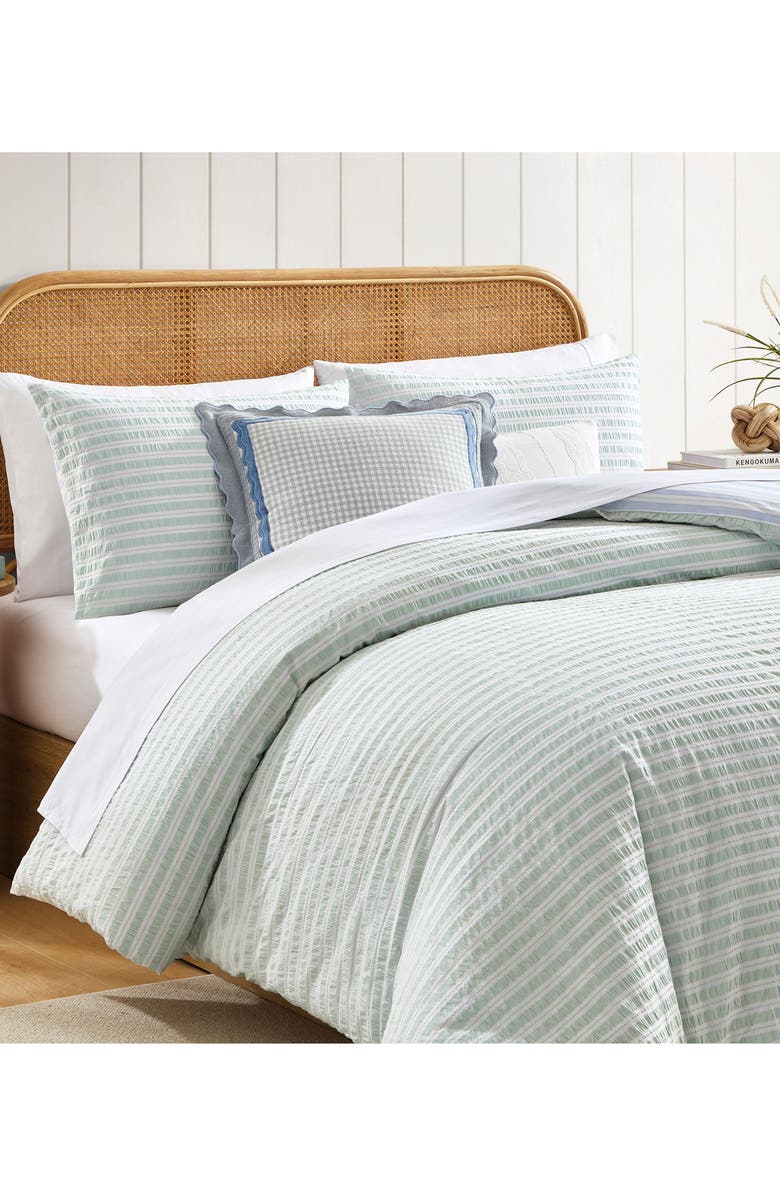 Peri Home Seersucker Stripe Comforter & Pillow Shams Set, Alternate, color, Green/ Blue