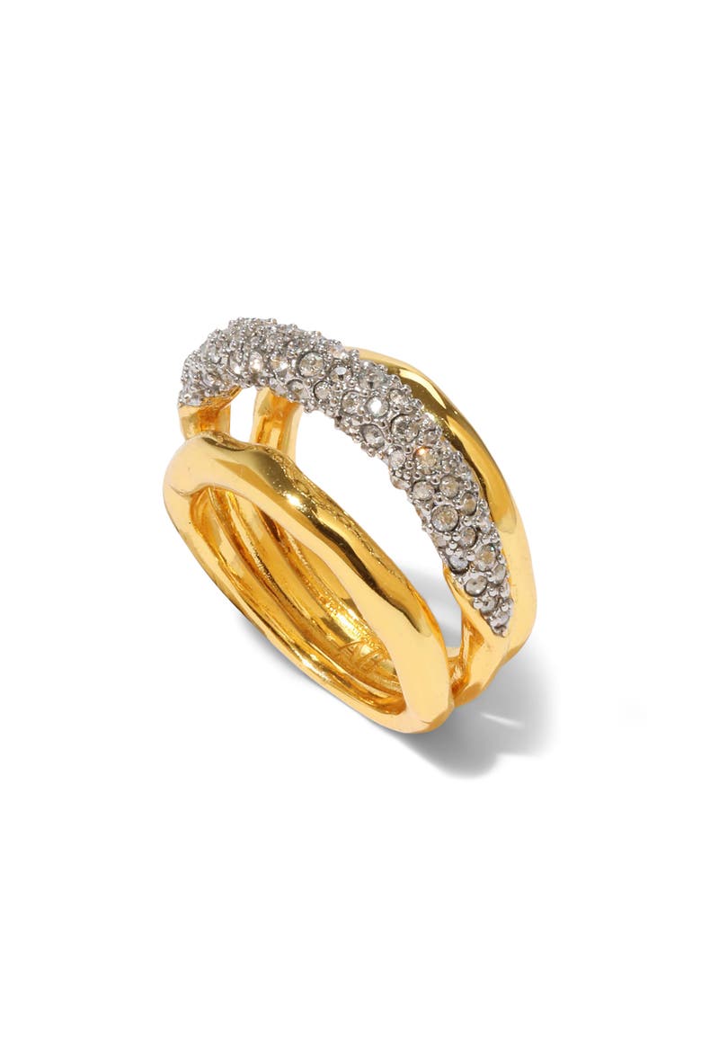 Solanales Crystal Orbiting Ring, Alternate, color, GOLD/ CRYSTALS