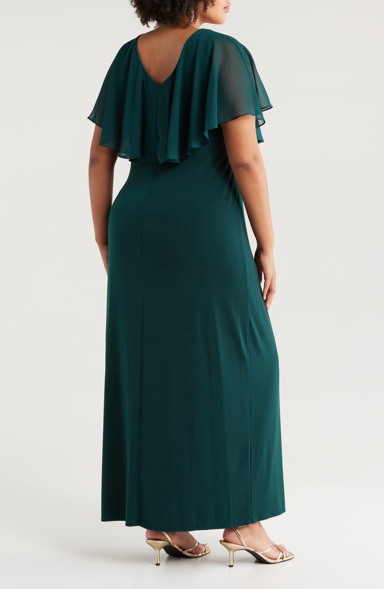 Connected Apparel Chiffon Flutter Sleeve Gown, Alternate, color, 