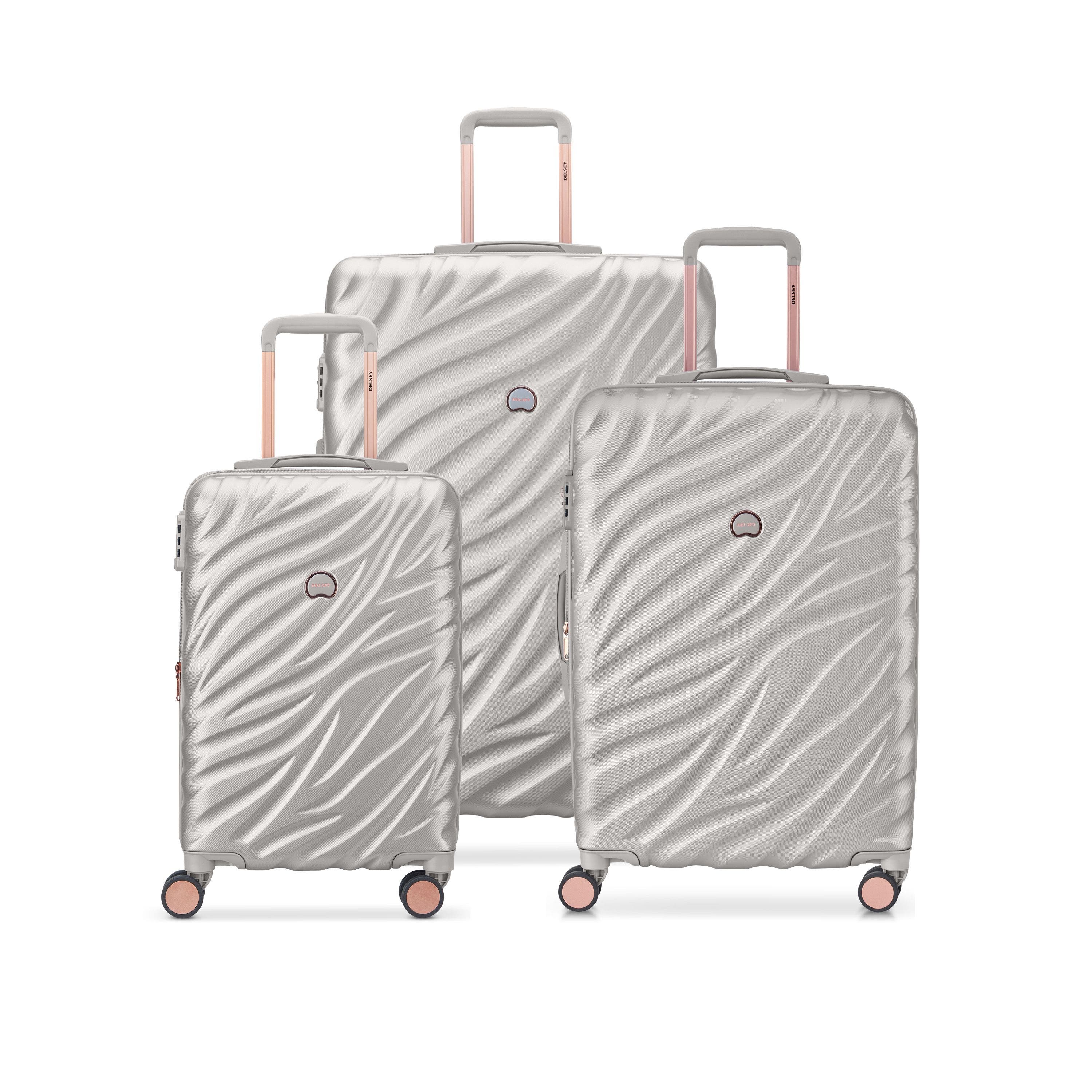 Delsey Paris Alexis Hardside 3-Piece (21"/25"/29") Expandable Spinner Luggage Set, Main, color, Platinum/Rose Gold