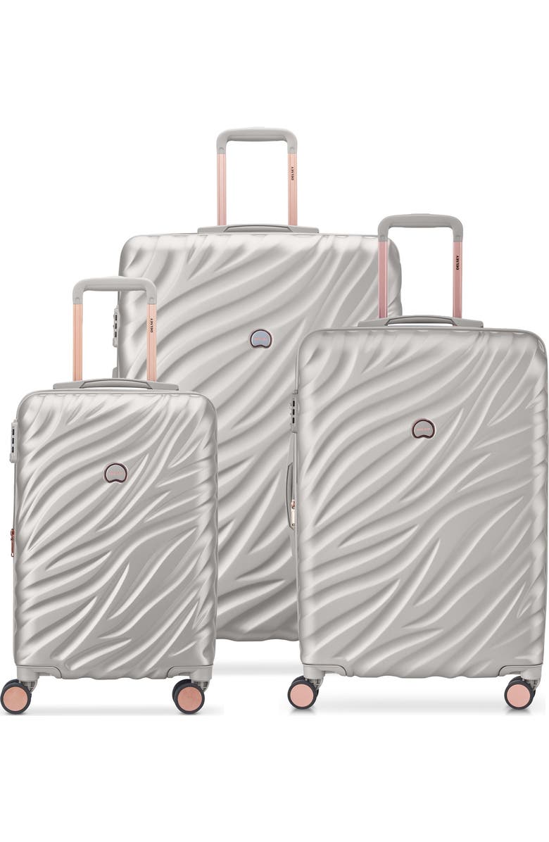 Delsey Paris Alexis Hardside 3-Piece (21"/25"/29") Expandable Spinner Luggage Set, Main, color, Platinum/Rose Gold