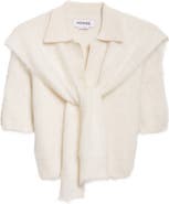 MONSE Tie Scarf Overlay Crop Alpaca & Merino Wool Blend Polo