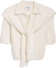 MONSE Tie Scarf Overlay Crop Alpaca & Merino Wool Blend Polo