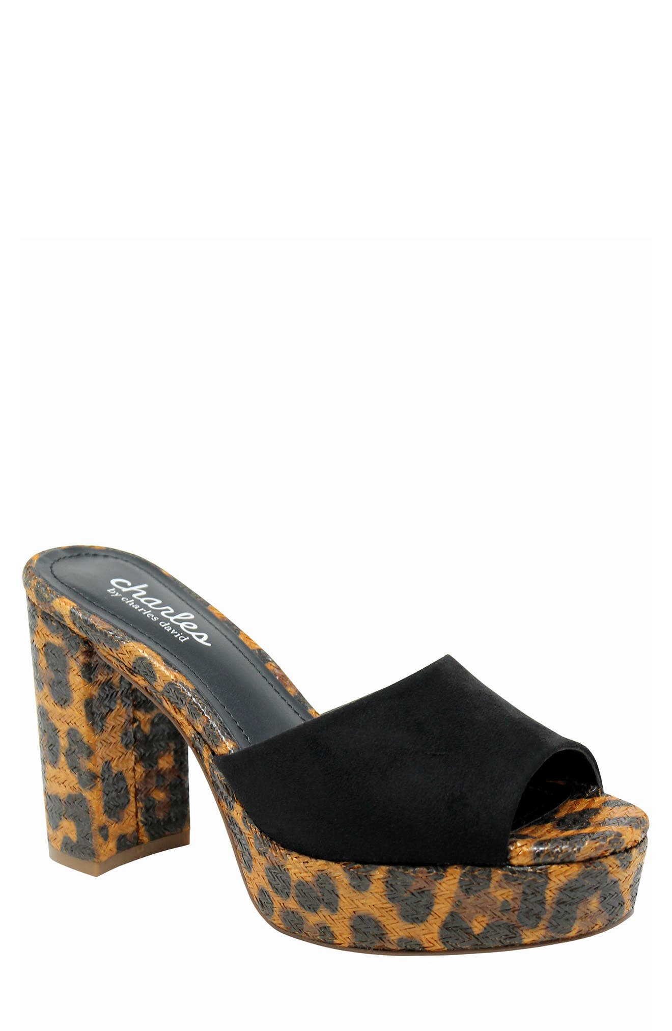 Charles by Charles David Myles Leopard Block Heel Sandal, Main, color, 