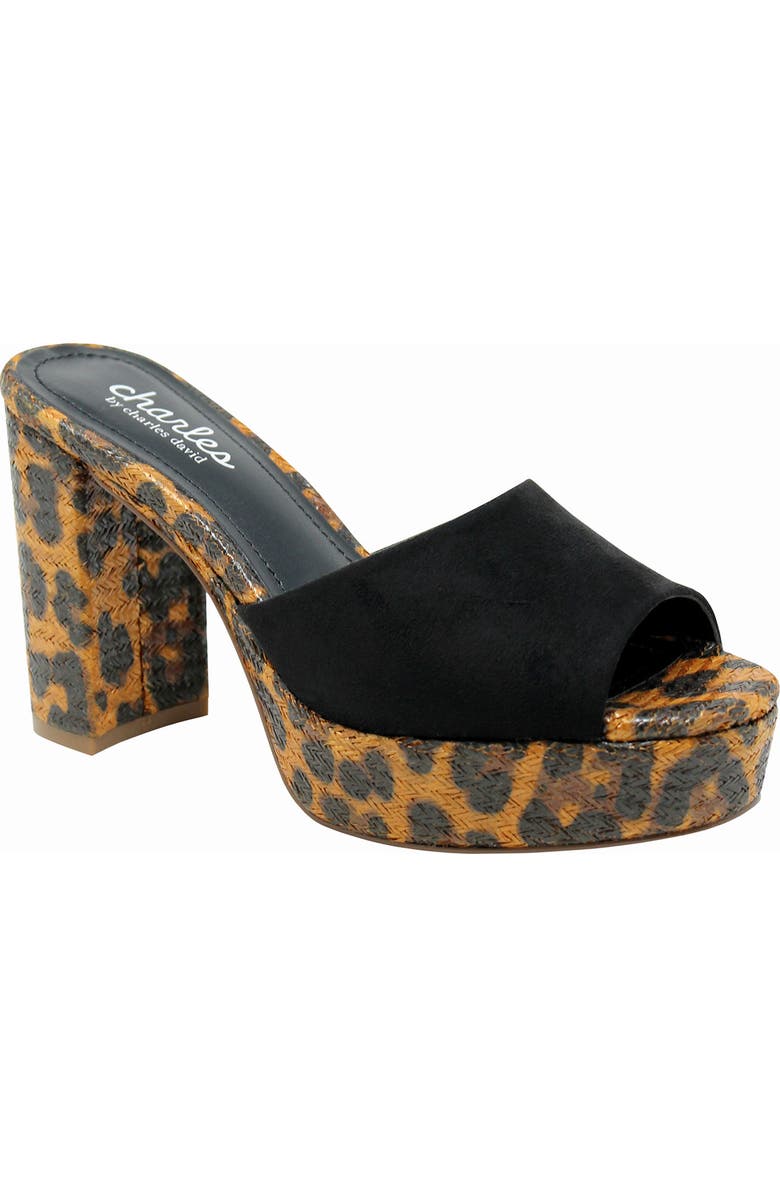 Charles by Charles David Myles Leopard Block Heel Sandal, Main, color,