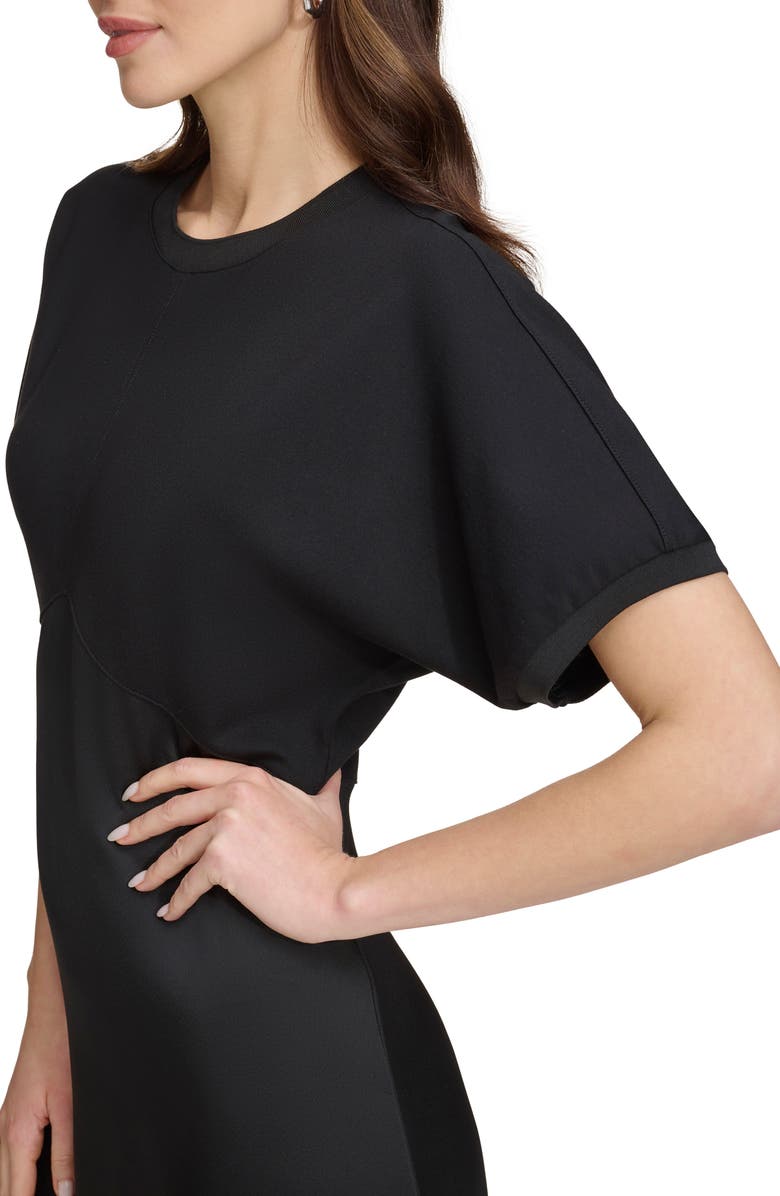 DKNY Scuba & Satin A-Line Midi Dress, Alternate, color,