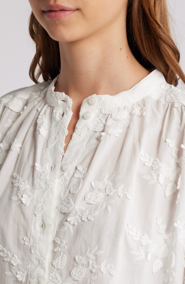 & Other Stories Floral Appliqué Blouse, Alternate, color, White Embroidered