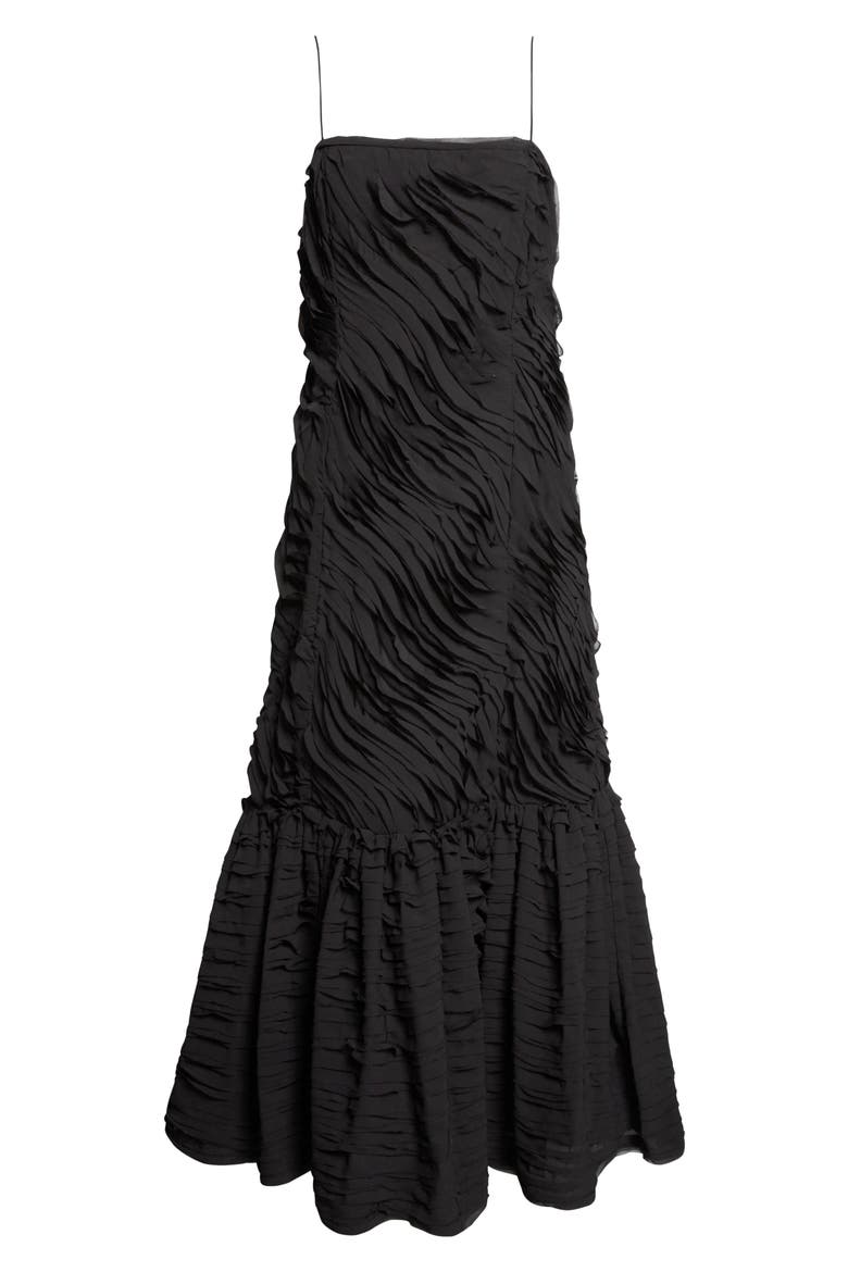 Augustina Botanical Midi Dress, Alternate, color, NOIR
