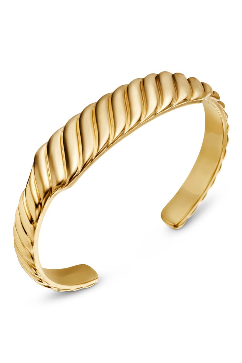 Sculpted Cable Contour Cuff Bracelet in 18K Gold, 13mm, Alternate, color, 18K YELLOW GOLD