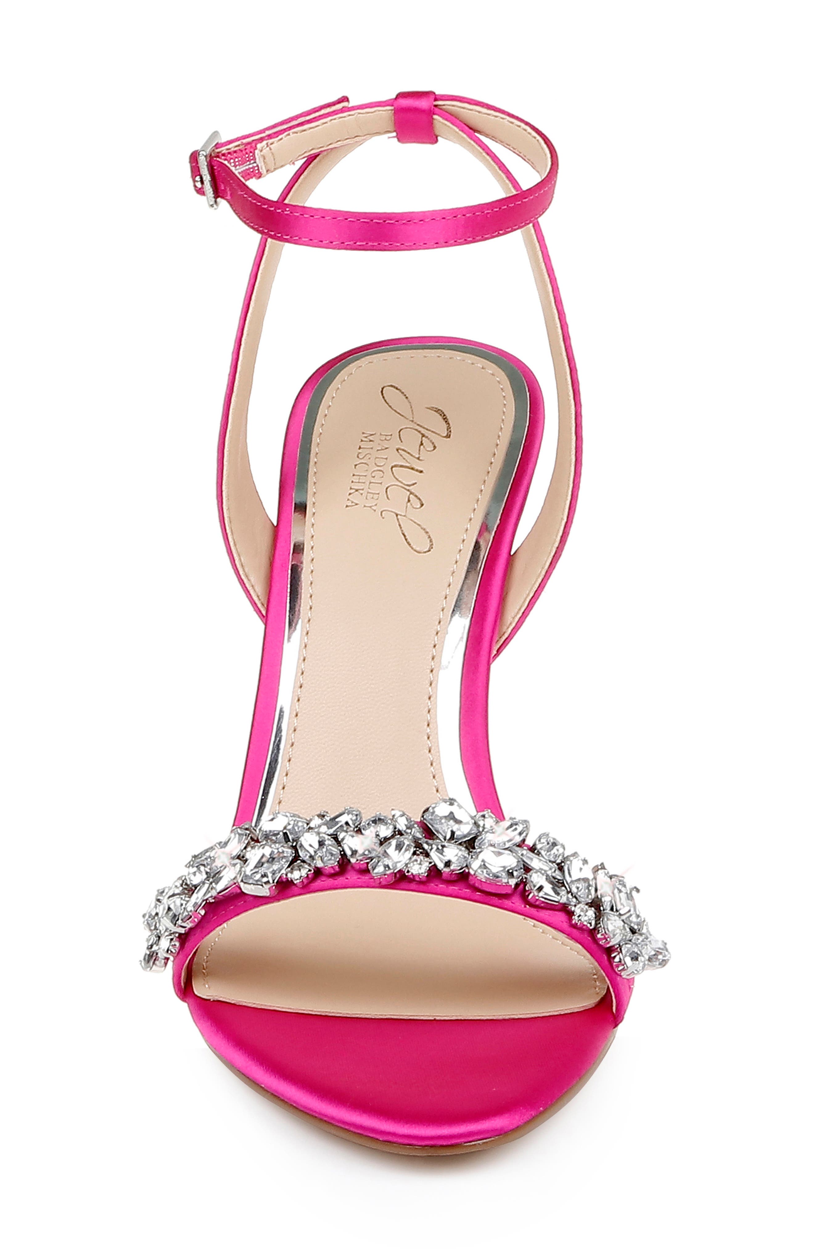 Ojai Crystal Ankle Strap Sandal, Alternate, color, NEON PINK SATIN