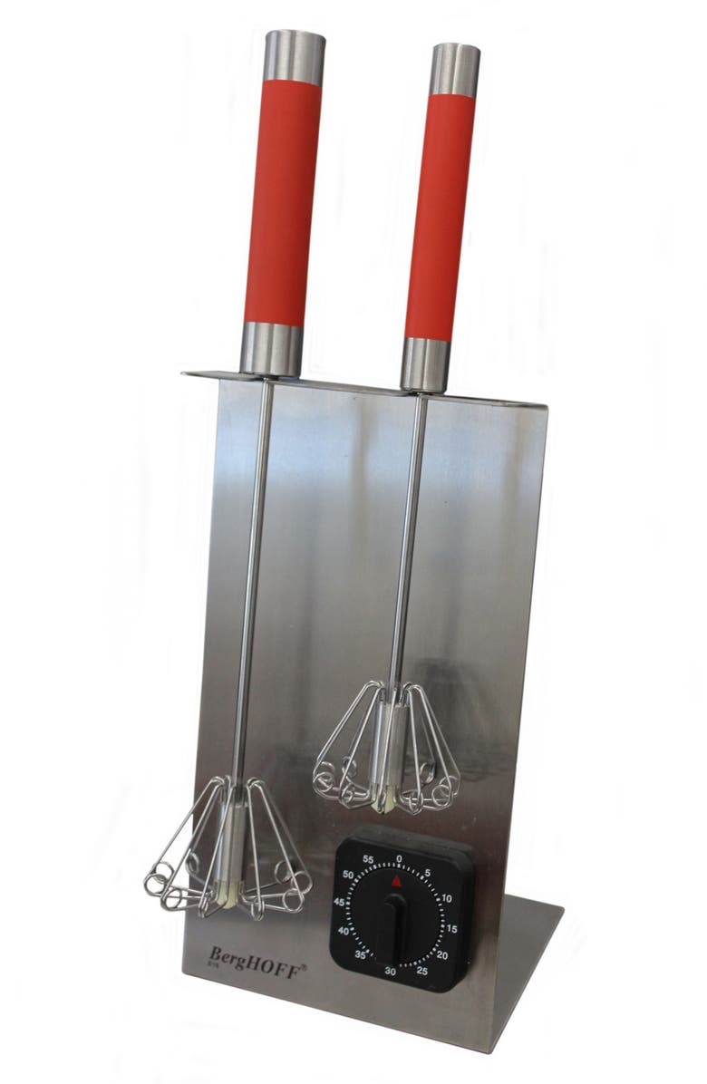 BergHOFF 2-Piece Whisk Set with Timer, Main, color, Red/Silver