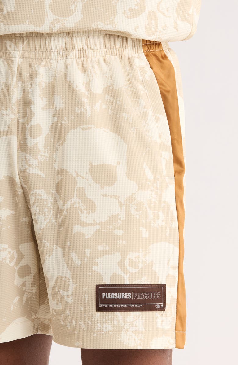 PLEASURES Despair Skull Print Active Shorts, Alternate, color, Ecru