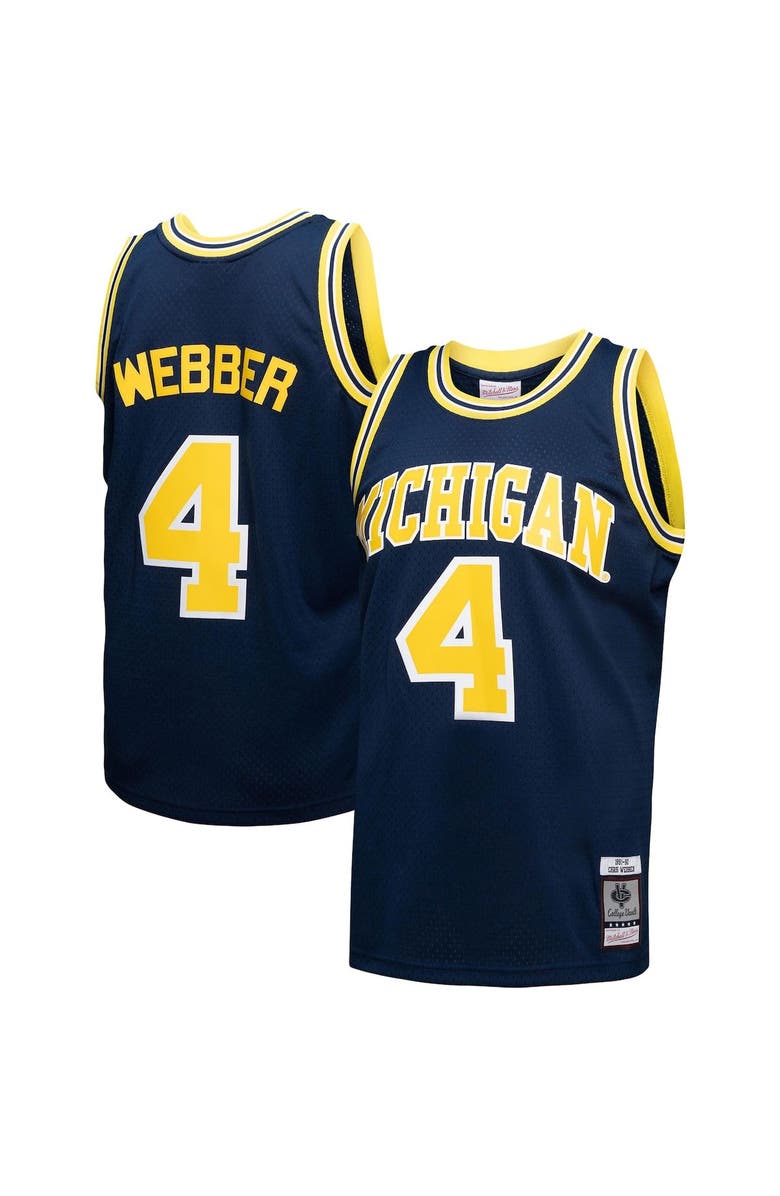 Mitchell & Ness Men's Mitchell & Ness Chris Webber Navy Michigan Wolverines 1991/92 College Vault Player Swingman Jersey, Alternate, color, Navy