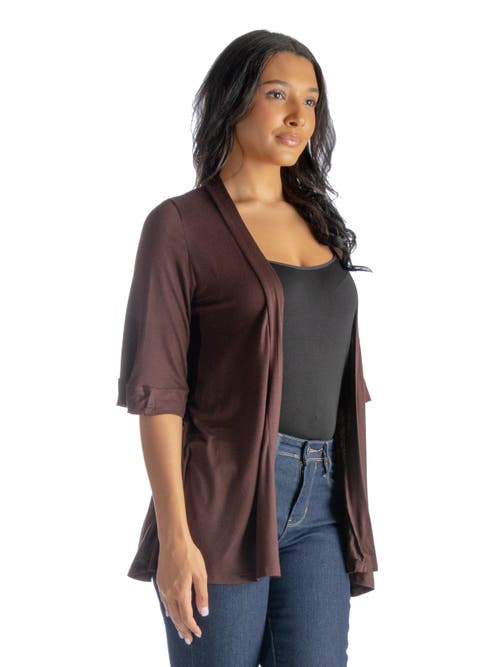 24seven Comfort Apparel Open Front Elbow Length Sleeve Cardigan
