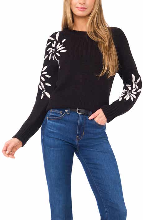 Halogen® Embroidered Floral Sweater