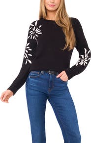 Halogen® Embroidered Floral Sweater
