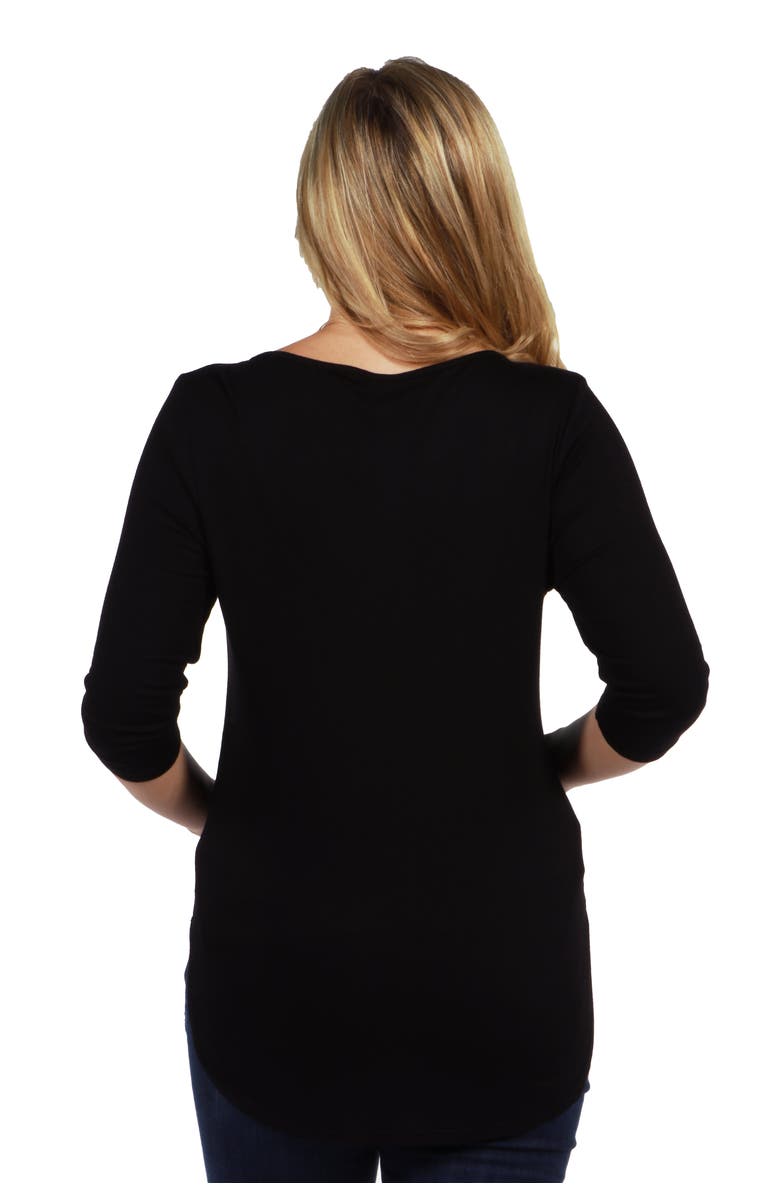 24seven Comfort Apparel Criss Cross Round Hemline Maternity Tunic Top, Alternate, color, Black