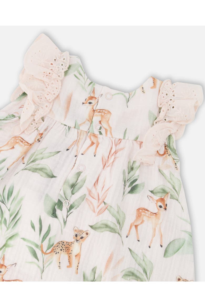 Muslin Dress and Bloomer Deer Printed Set, Alternate, color, Peach Deer Print