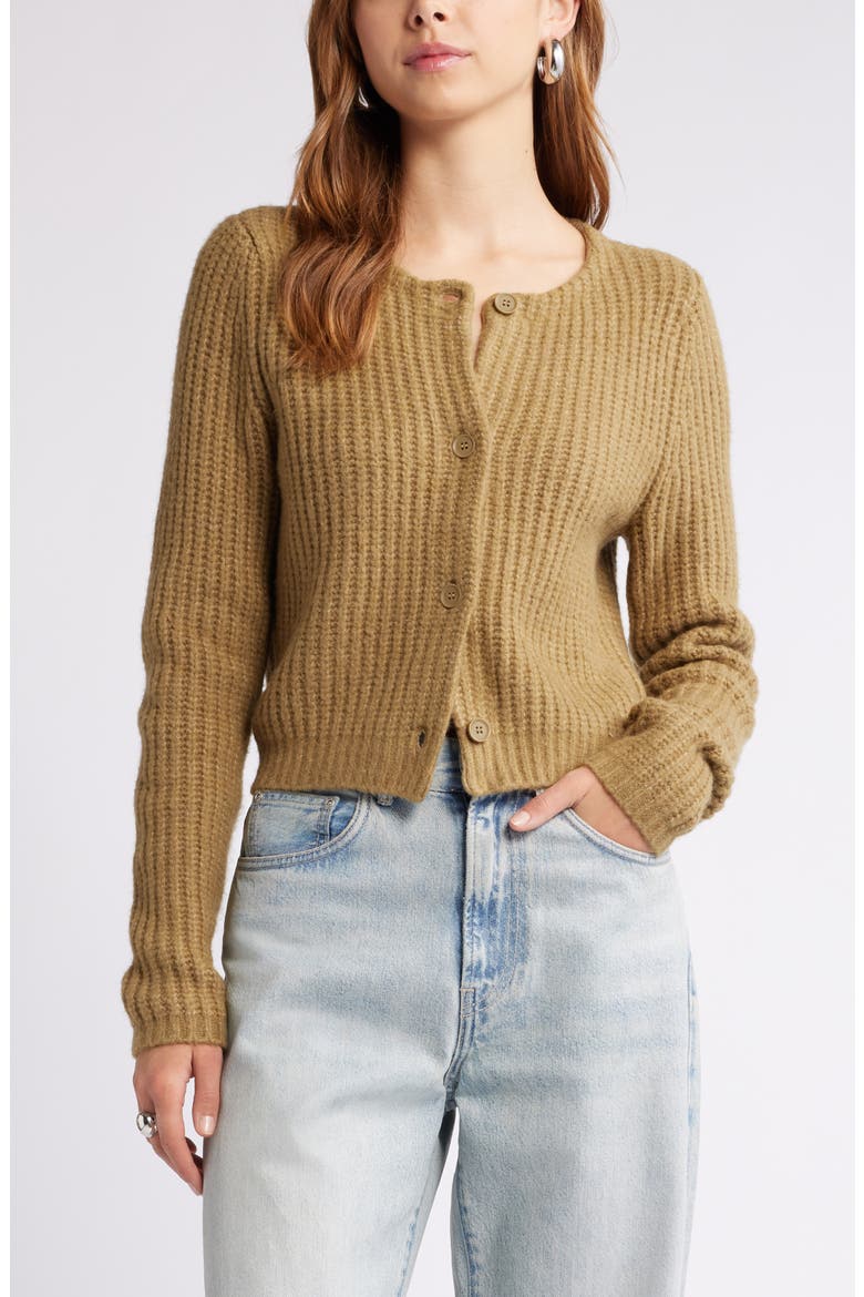 Cropped Fisherman Cardigan, Main, color, OLIVE BRINE