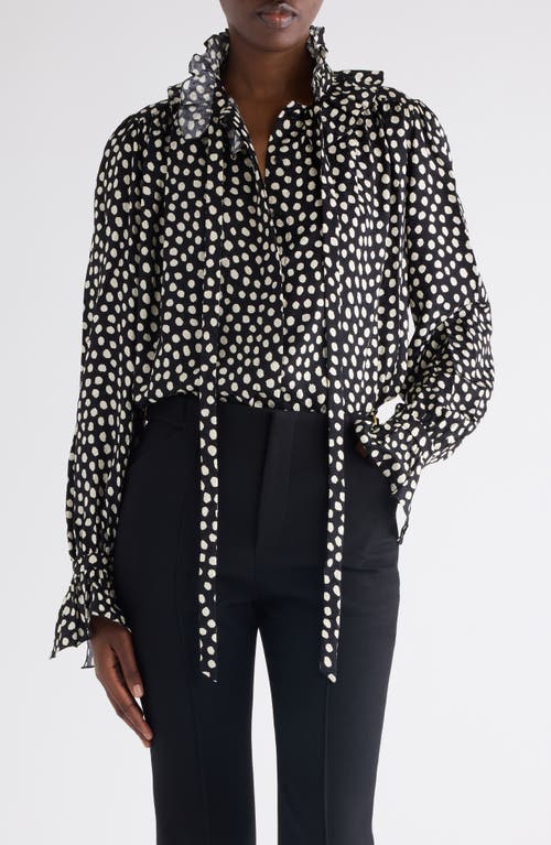 Chloé Polka Dot Jacquard Organic Silk Crêpe De Chine Shirt In White