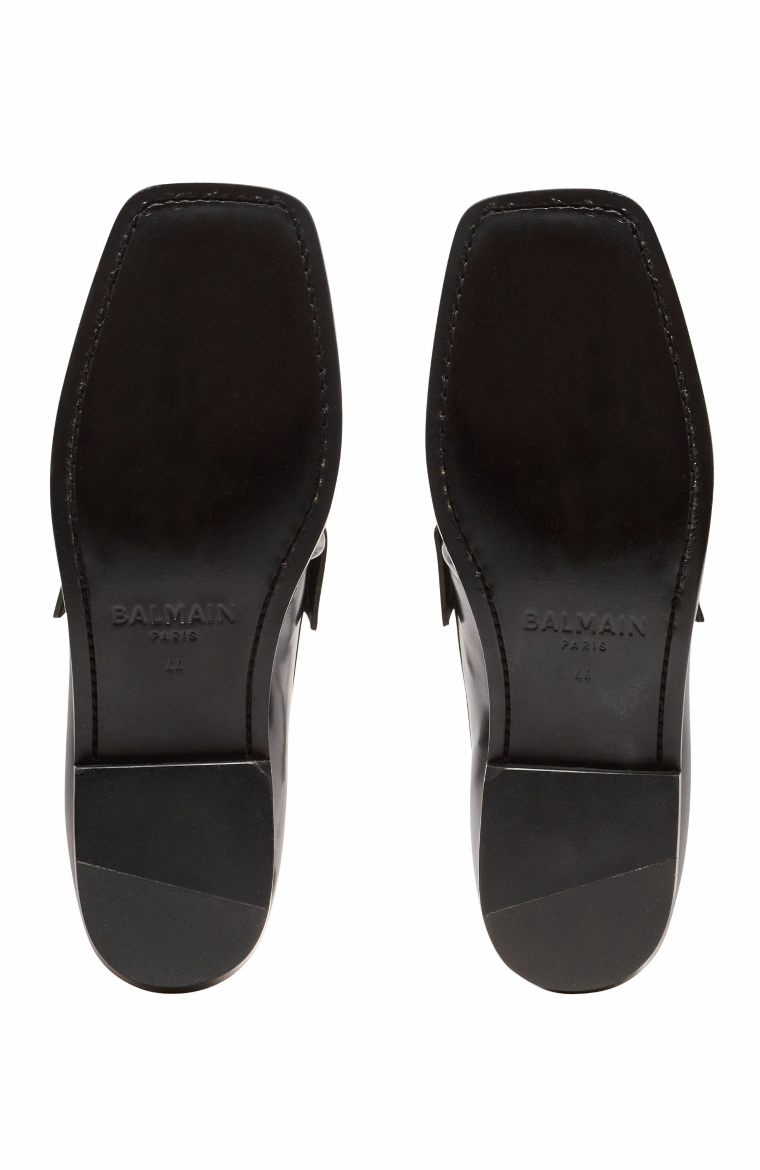 Balmain Sync Glazed Leather Loafers, Alternate, color, 
