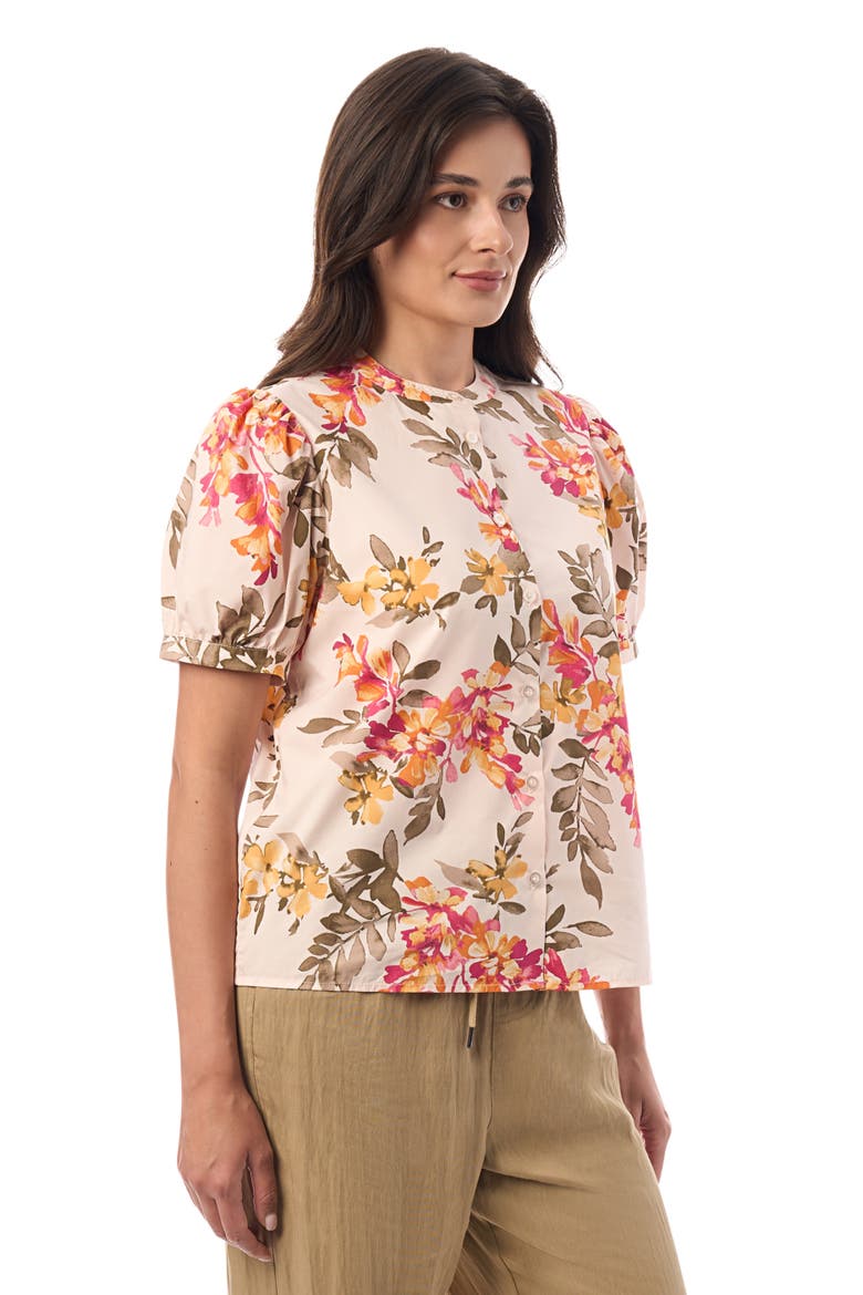 Short Sleeve Poplin Blouse, Alternate, color, Floral Branch Print