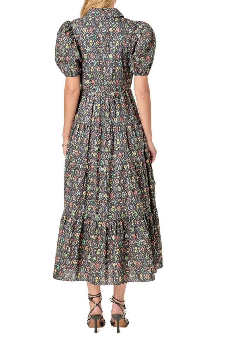Floral Tiered Cotton Shirtdress, Alternate, color, NAVY FLORAL