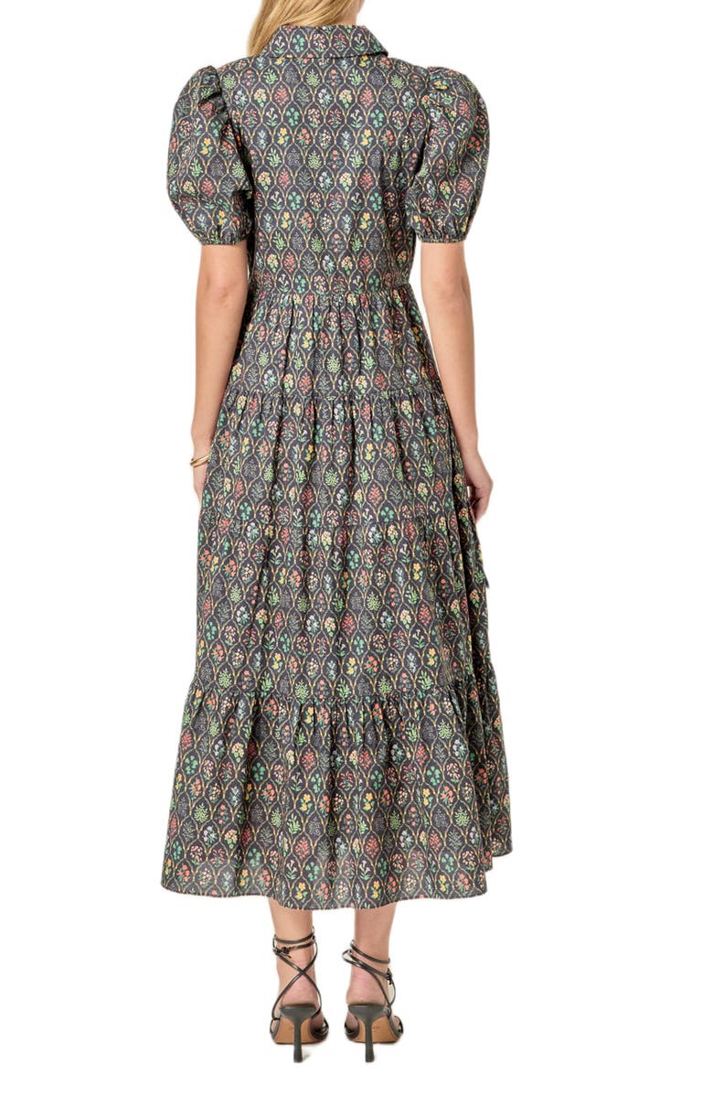 English Factory Floral Tiered Cotton Shirtdress, Alternate, color, Navy Floral