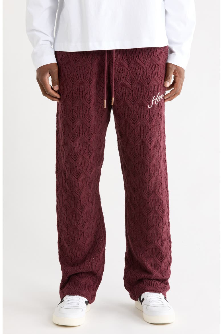 Cable Knit Pants, Main, color, BERRY