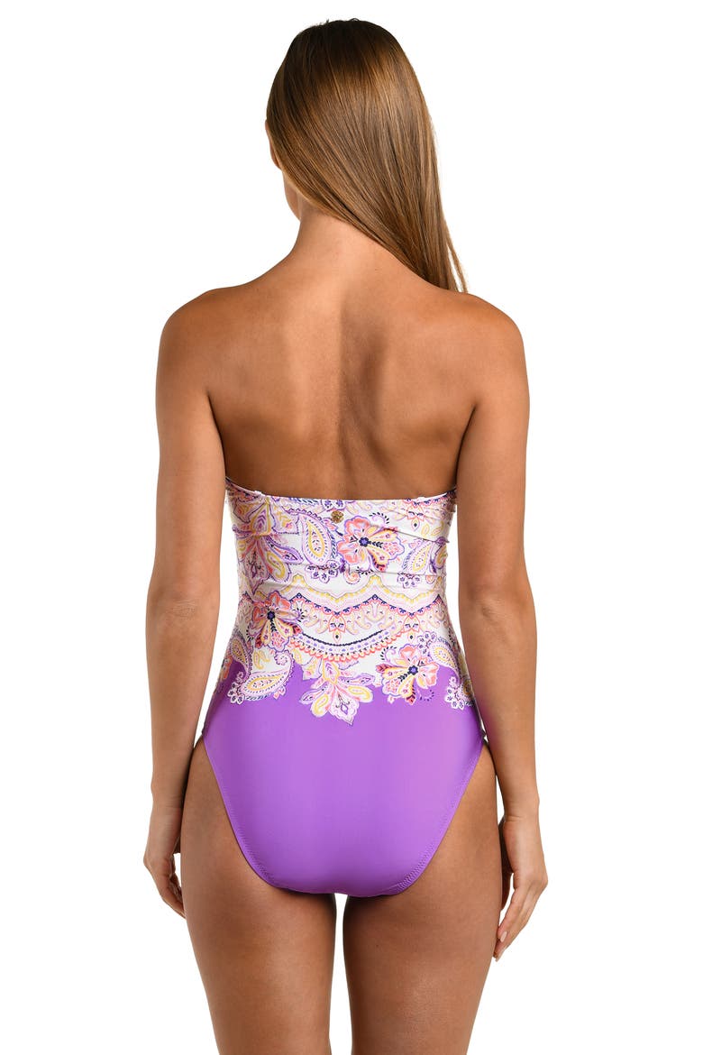 Lilac Cascade Bandeau One-Piece Swimsuit, Alternate, color, PURPLE MULTI