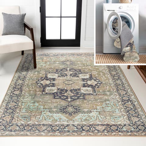 Maris Ornate Medallion Machine-Washable Area Rug