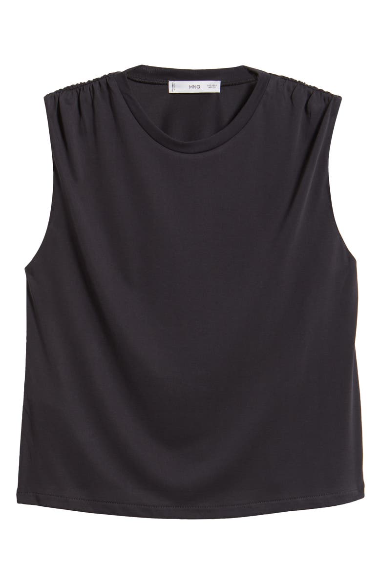 MANGO Kiwi Gathered Shoulder Sleeveless T-Shirt, Alternate, color, Charcoal