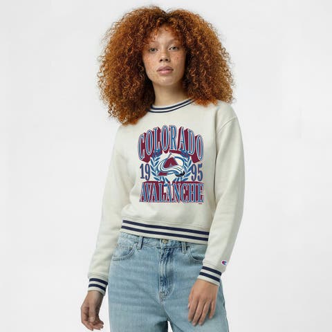 Women's Champion  Cream Colorado Avalanche Bold Laurels Reverse Weave Yarn Crewneck Sweatshirt